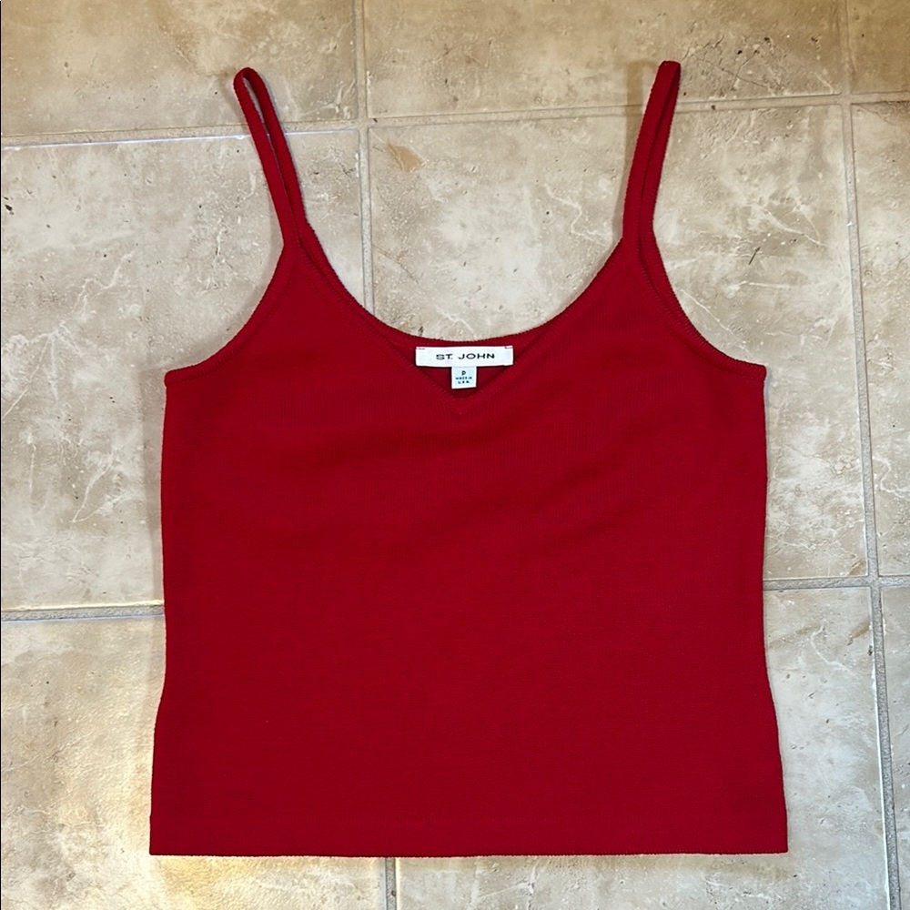 St. John Red Fitted Crop Camisole